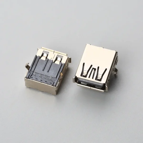 1.BUSF04B2N12271 USB2.0 AF 板上型DIP 加长胶芯 带卷边弯脚