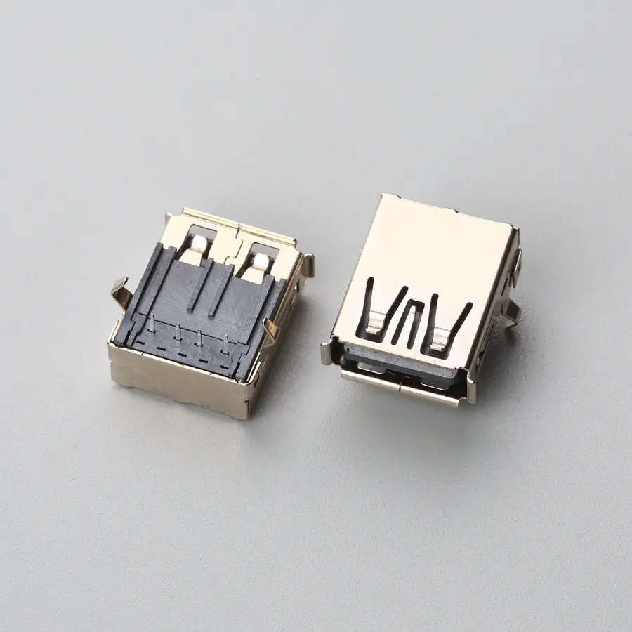 1.BUSF04B2N12271 USB2.0 AF 板上型DIP 加长胶芯 带卷边弯脚