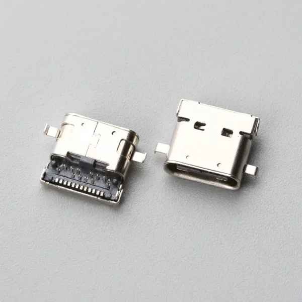 12.BUSF24B3N1275 USB TYPE C 24P 母座 双层外壳 沉板式 前插后贴 H=2.0mm