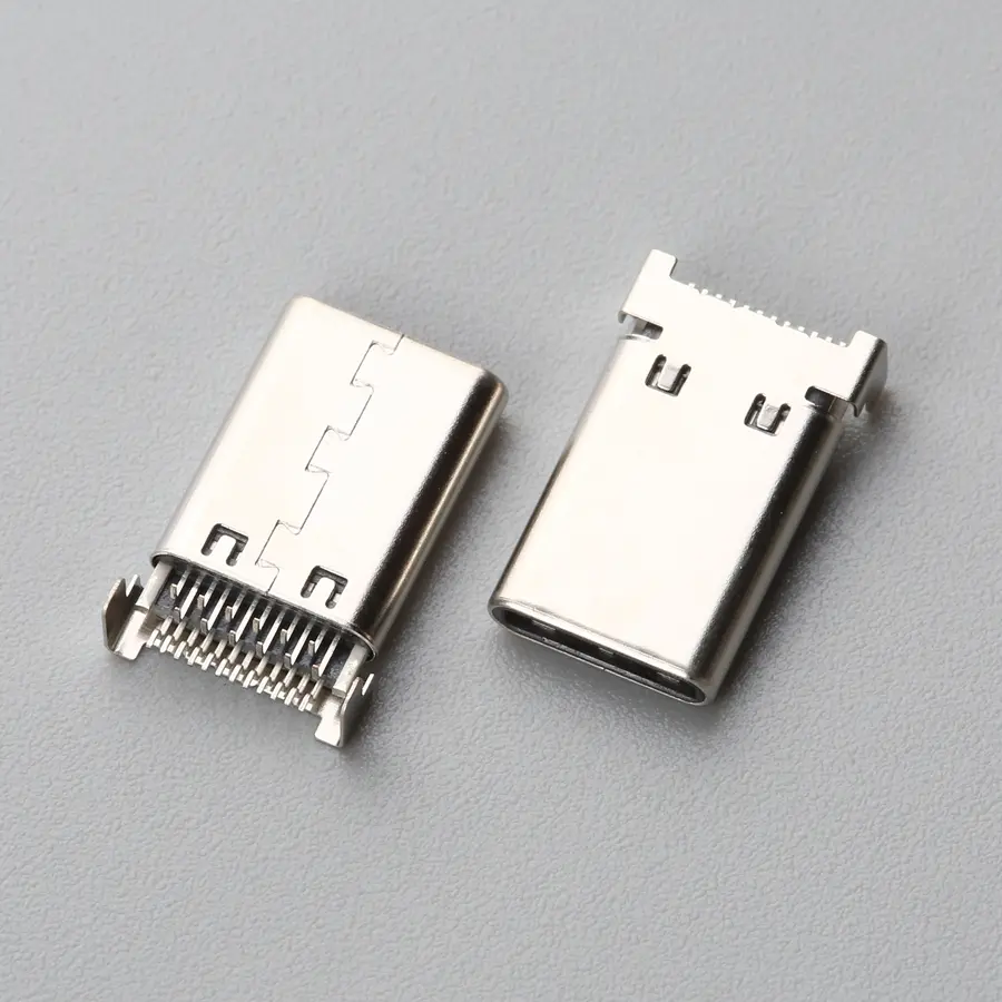 31.BUSM242B3N15372SR USB TYPE C 24P 公座 沉板式前插后贴 H=0.95mm L=13.75mm