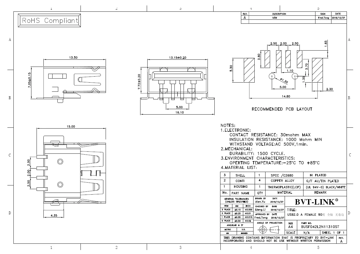 4.BUSF042L2N11310ST-USB2.0 AF 板上型 全SMT 无卷边