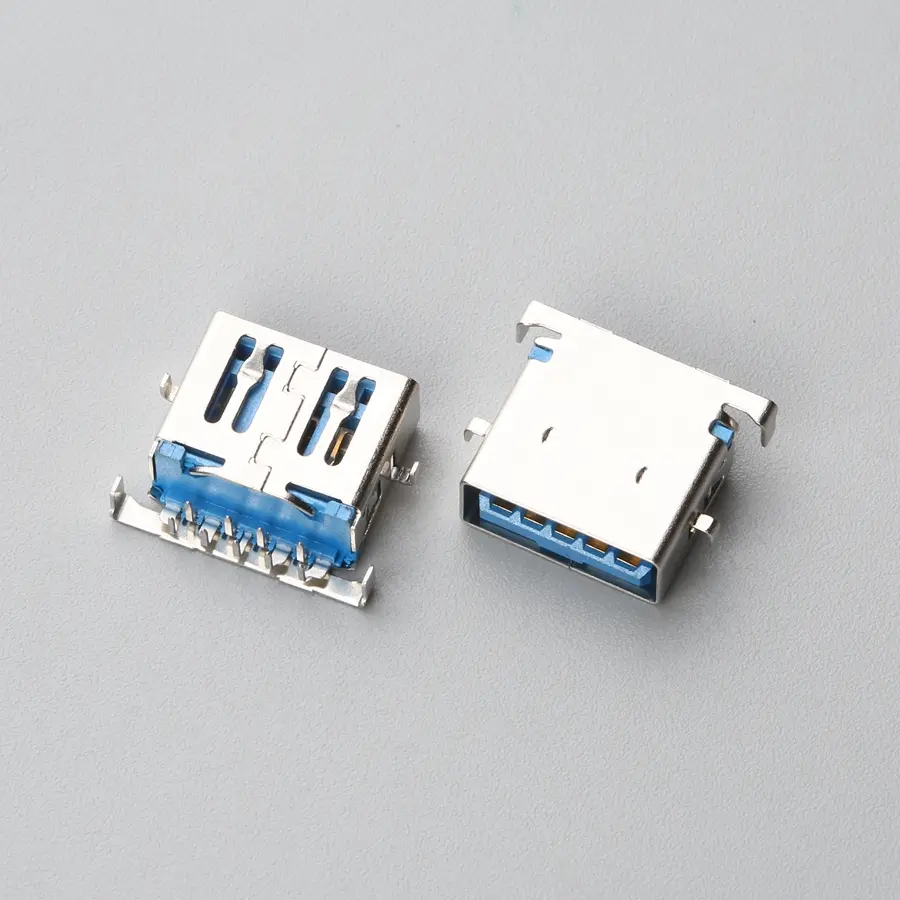 11.BUSF092L3N12343SR USB3.0 AF 反向沉板式DIP H=1.36mm 端子脚长1.85mm