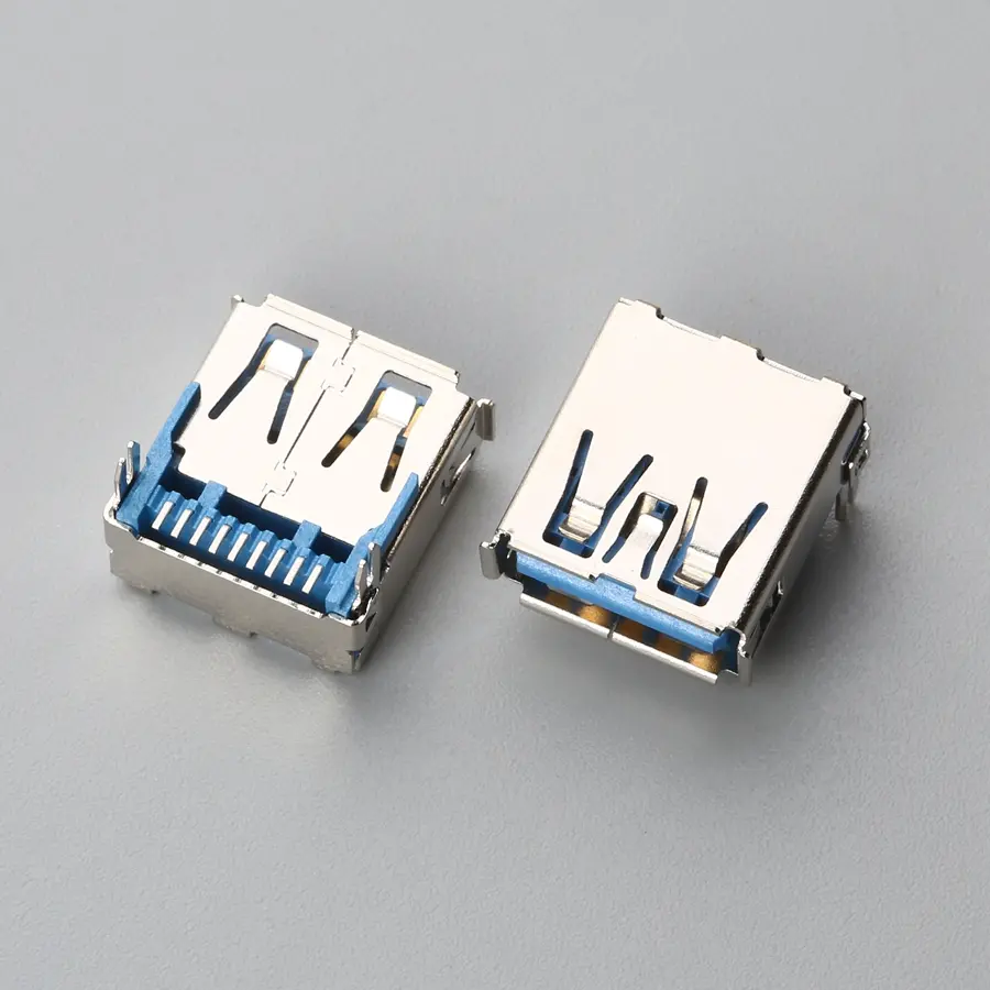 14.BUSF09L1N11112 USB3.0 AF 板上型SMT 带卷边带鱼叉脚