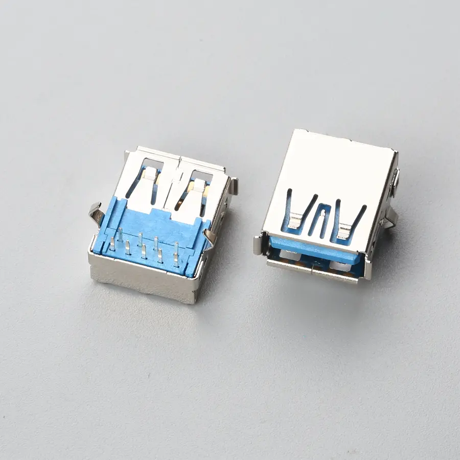 17.BUSF09L1N12212 USB3.0 AF 板上型 DIP 带卷边带弯脚 LCP料