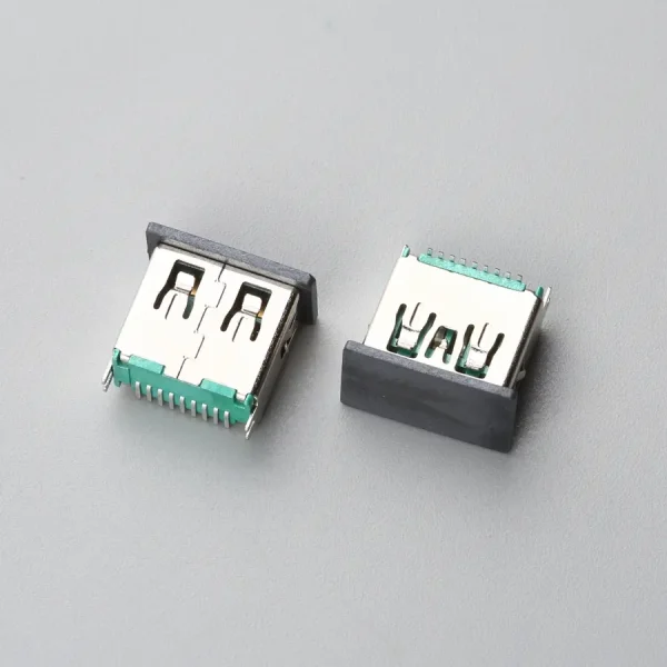 28.BUSF09G1N12274 USB3.0 AF 立式SMT H=11.50mm 无卷边 绿色胶芯