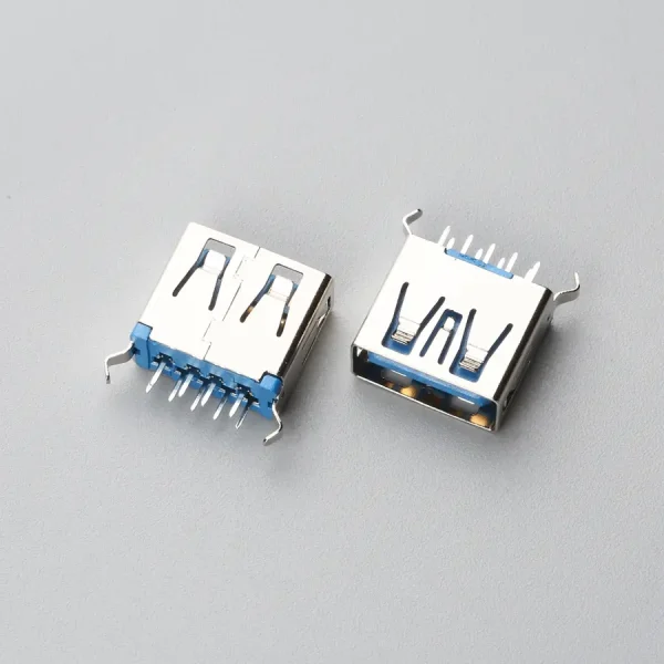 29.BUSF09L1N12145 USB3.0 AF 立式DIP H=11.50mm 无卷边蓝胶芯